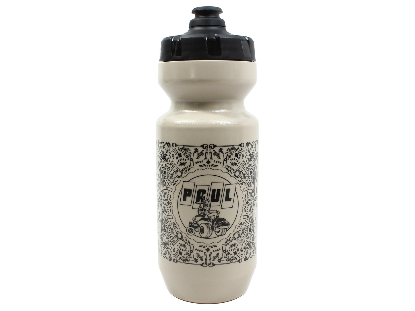 Bandana Water Bottle, 22oz, Tan Bottle/ Black Ink