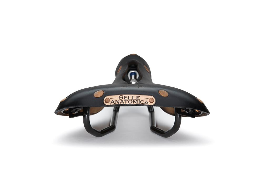 H1 Touring Saddle, Black Leather, Copper Rivets