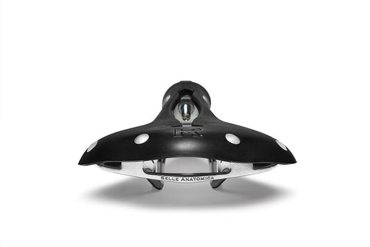 R2 Touring Saddle, Black Rubber, Silver Rivets