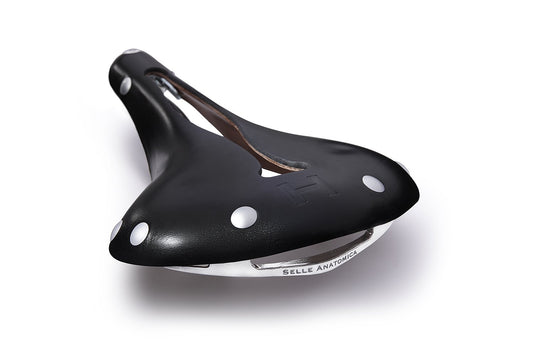 H2 Touring Saddle, Black Leather, Silver Rivets