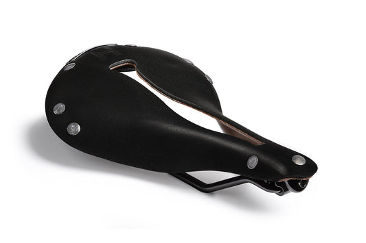 H1 Touring Saddle, Black Leather, Gun Metal Rivets