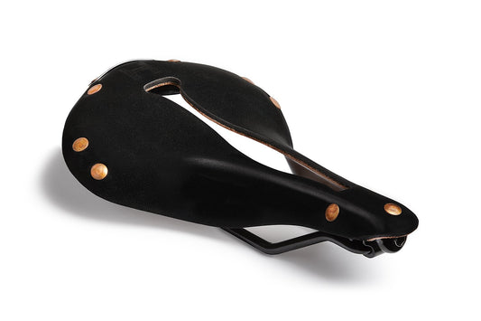 H1 Touring Saddle, Black Leather, Copper Rivets