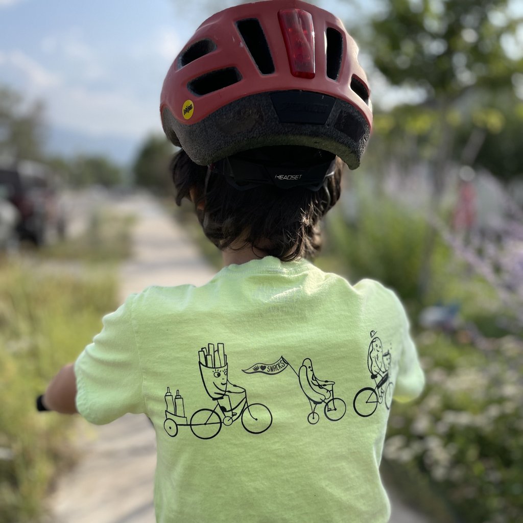 Izzy's "I Luv 2 Snacc (Pack)" Shadow Shifter Youth Tee, Green to Yellow