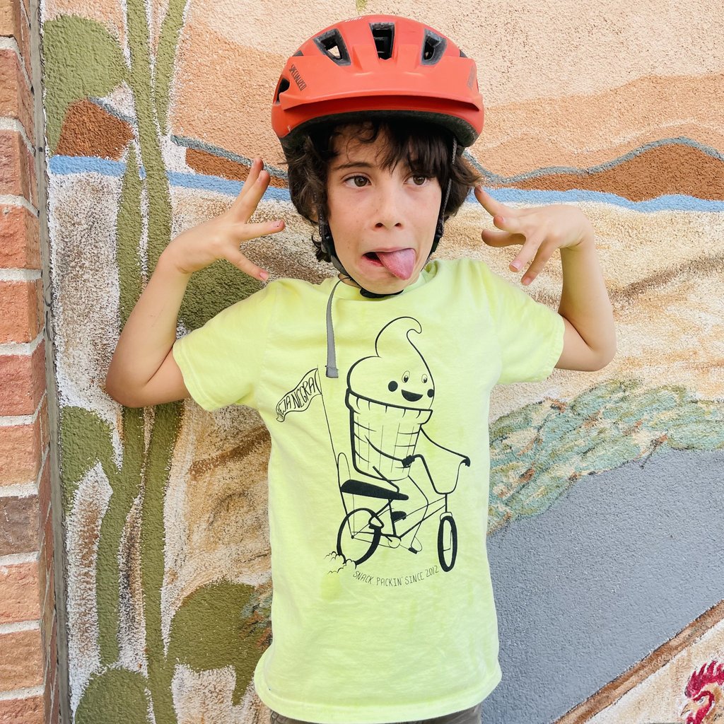 Izzy's "I Luv 2 Snacc (Pack)" Shadow Shifter Youth Tee, Green to Yellow